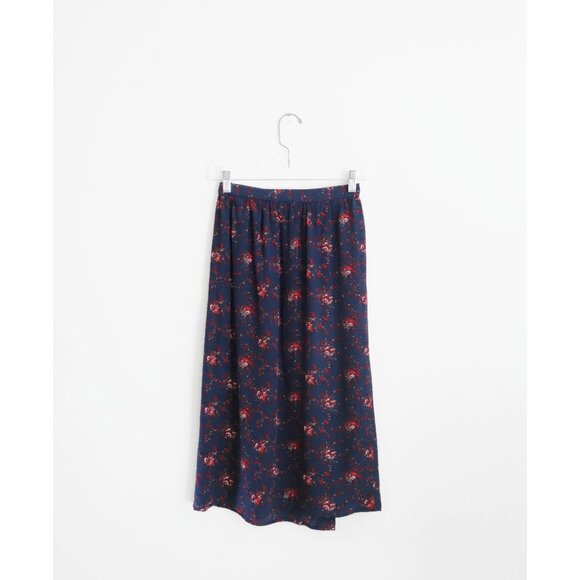 Vtg 80s Carole Little Saint Tropez West Indigo Floral Silk Top + Skirt Set XS - Picture 5 of 9